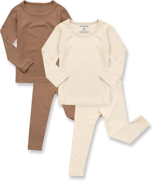 AVAUMA Baby Boys Girls Pajama Set Kids Toddler Snug fit Ribbed Sleepwear pjs for Daily Life Style