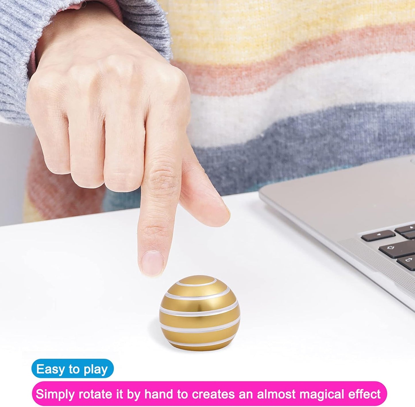 Desk-Fidget-Toys for Kinetic-Toy: Cool-Gadgets Cool-Stuff for Adults Kids Teens, Spinning Up to 180 Seconds, Stress Relief Toy for Christmas Optical-Illusion Gift for Office School Home Women Men