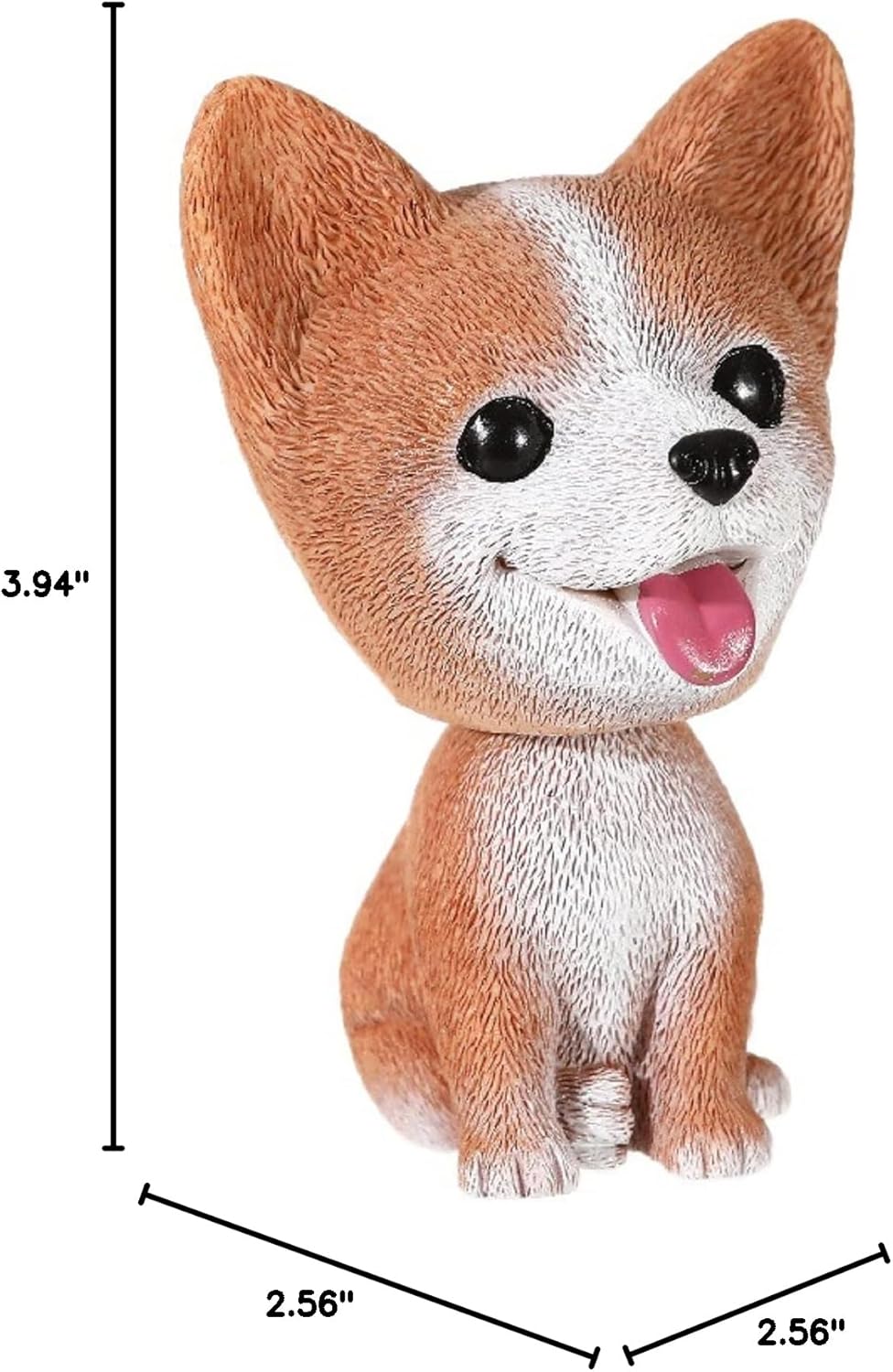 Resin Bobbing Head Dog Figurines Mini Bobblehead Puppy for Home Office Desk Car Dashboards Decor Ornaments (Koki)