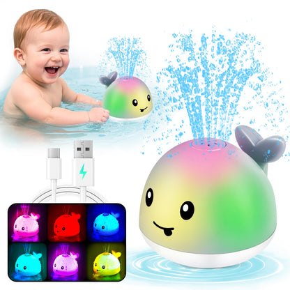 WAVISA Whale Bath Toy Sprinkler, Light Up Baby Bath Toys for Kids