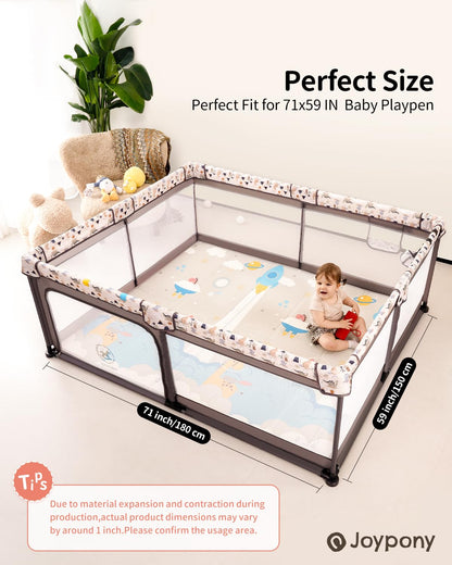 Baby Play Mat, 71x59 Inch Foldable Play Mats for Babies and Toddlers, Waterproof & Anti-Slip Portable Baby Floor Mat for Tummy Time, Baby Mat for Floor with Travel Bag for Indoor Outdoor