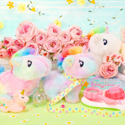 Tagitary Plush Toy Unicorn Stuffed Animal Toys for Kids with Sounds,Walking,Tail Wagging and Head Nodding,Interactive Unicorn Toy for Kids with Leash,Christmas Birthday Gift for Toddlers Kids