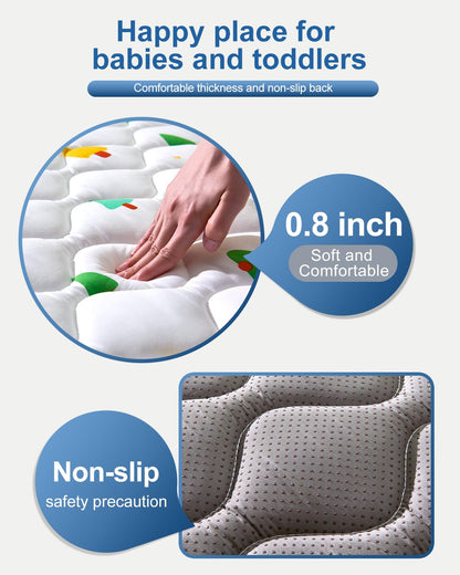 Odorless Premium Foam Baby Play Mat 50" x 50", Soft Microfiber Fabric Crawling Mat for Floor- Comfortable and Hypoallergenic, Non-Slip Cushioned Floor Playpen mat for Infants,Babies,Toddlers