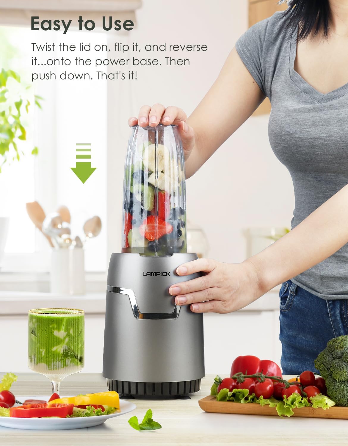 Smoothie Blender, 1100W Personal Blender for Shakes and Smoothies, Blenders and Grinder Combo for