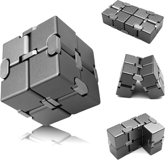 Metal Fidget Toys, Infinity Cube Fidget Toys, Fidgets Blocks for Kids Adults Teens, Handheld Toys for Anxiety Sensory Toys for Birthday (Gray)
