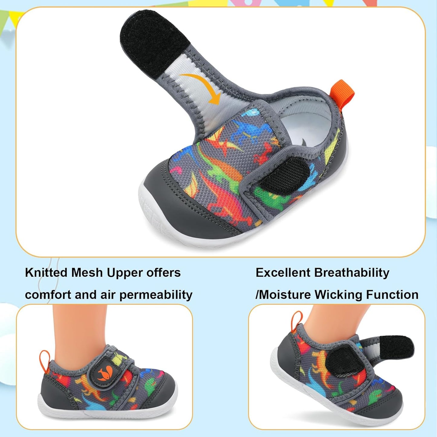 FEETCITY Baby First Walking Shoes Boys Girls Infant Sneakers Crib Shoes Breathable Lightweight Slip On Shoes