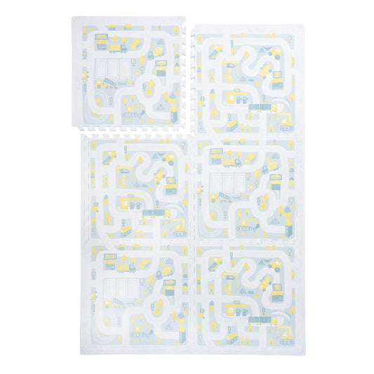 Premium Baby Foam Play Mats - Stylish Floor & Exercise Puzzle Mat for Toddlers and Kids- 6 Soft, Non-Toxic, Odorless, Peel-Resistant Foam Tiles - 6ft x 4ft- 0.5” inch Thick, Pastel Blue Gray