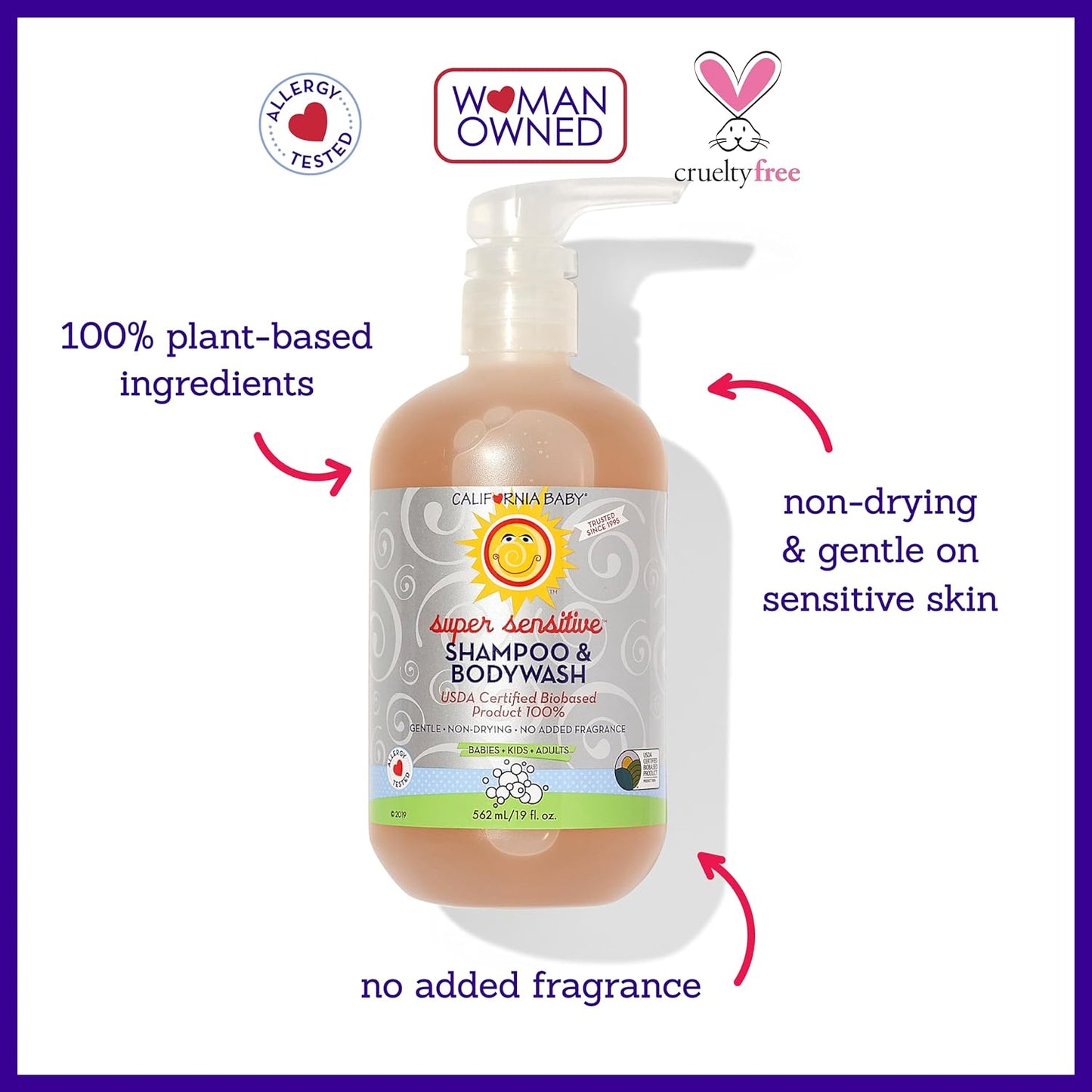 California Baby Super Sensitive Baby Shampoo and Body Wash | 100% Plant-Based | Gentle Fragrance