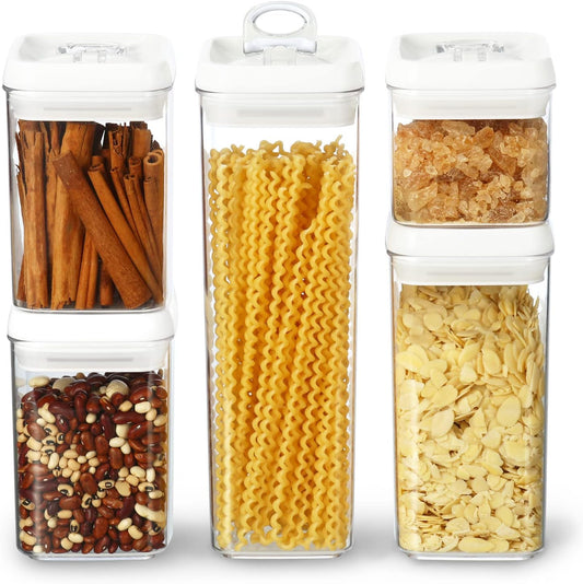 Felli Flip Tite Storage Container with Lid 4" Airtight Ring Seal Top, Stackable Acrylic Canister