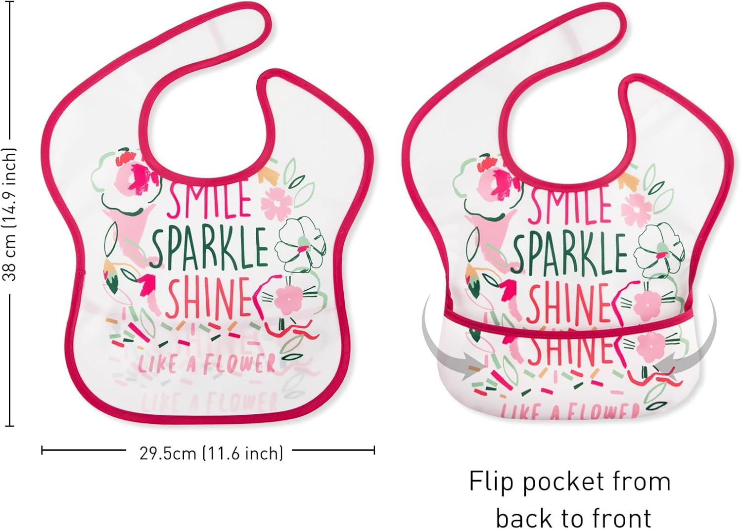 Mess Proof Baby Bib 3 Pack, Waterproof Led Weaning Baby Feeding Bibs with Food Catcher, Travel