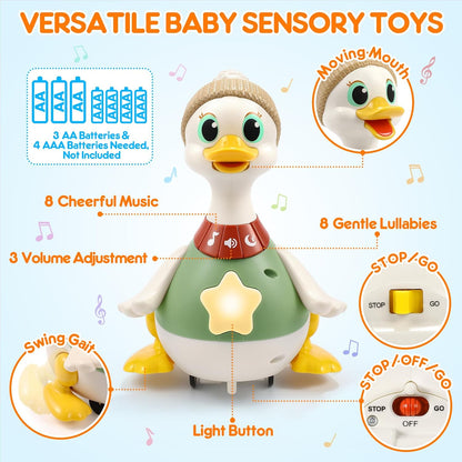 LUDILO Infant Baby Toys 6-12 Months: Musical Crawling Duck Toy Must Have 5 6 7 8 9 10 12 18 Month Old Baby Toy 0-6-12-18 Month Newborn Tummy Time Toys for 1 Year Old Boy Girl Gifts Stocking Stuffers
