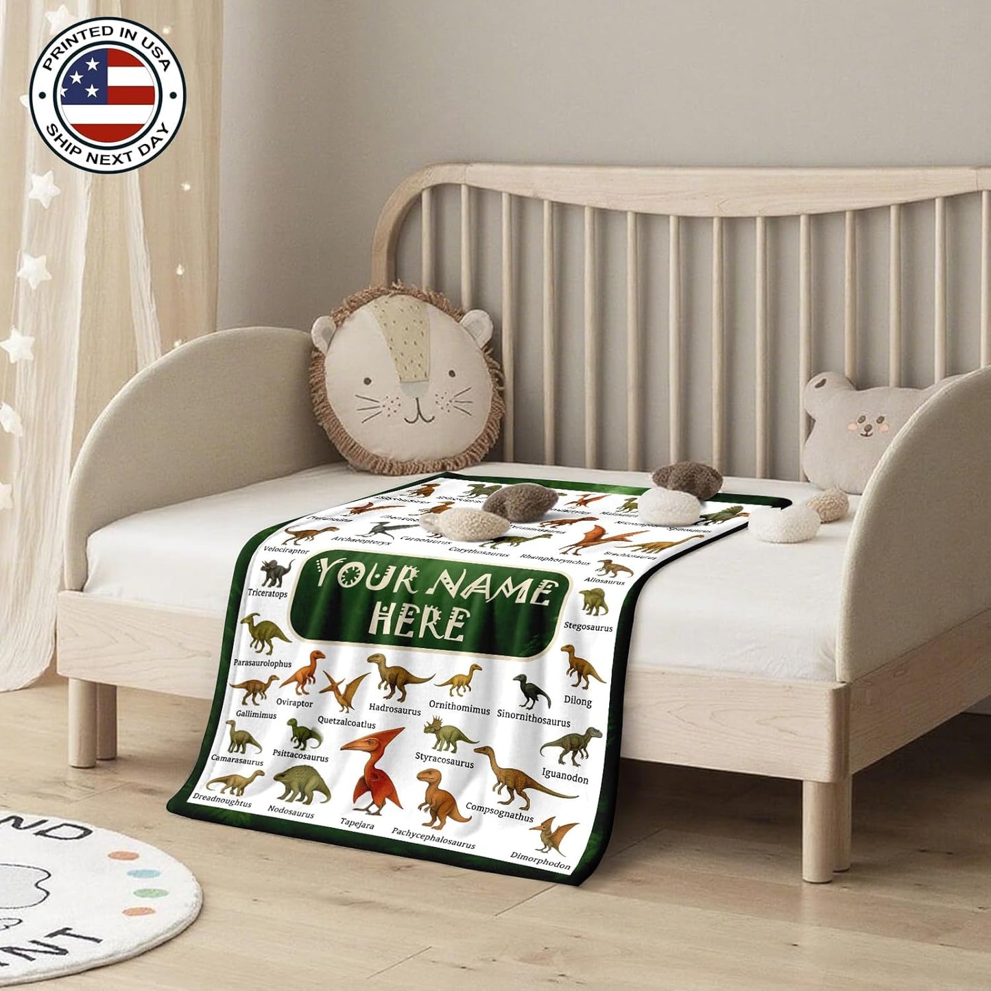 Ship Next Day, Personalized Baby Blanket – Printed in USA, Custom Baby Blanket for Boys & Girls