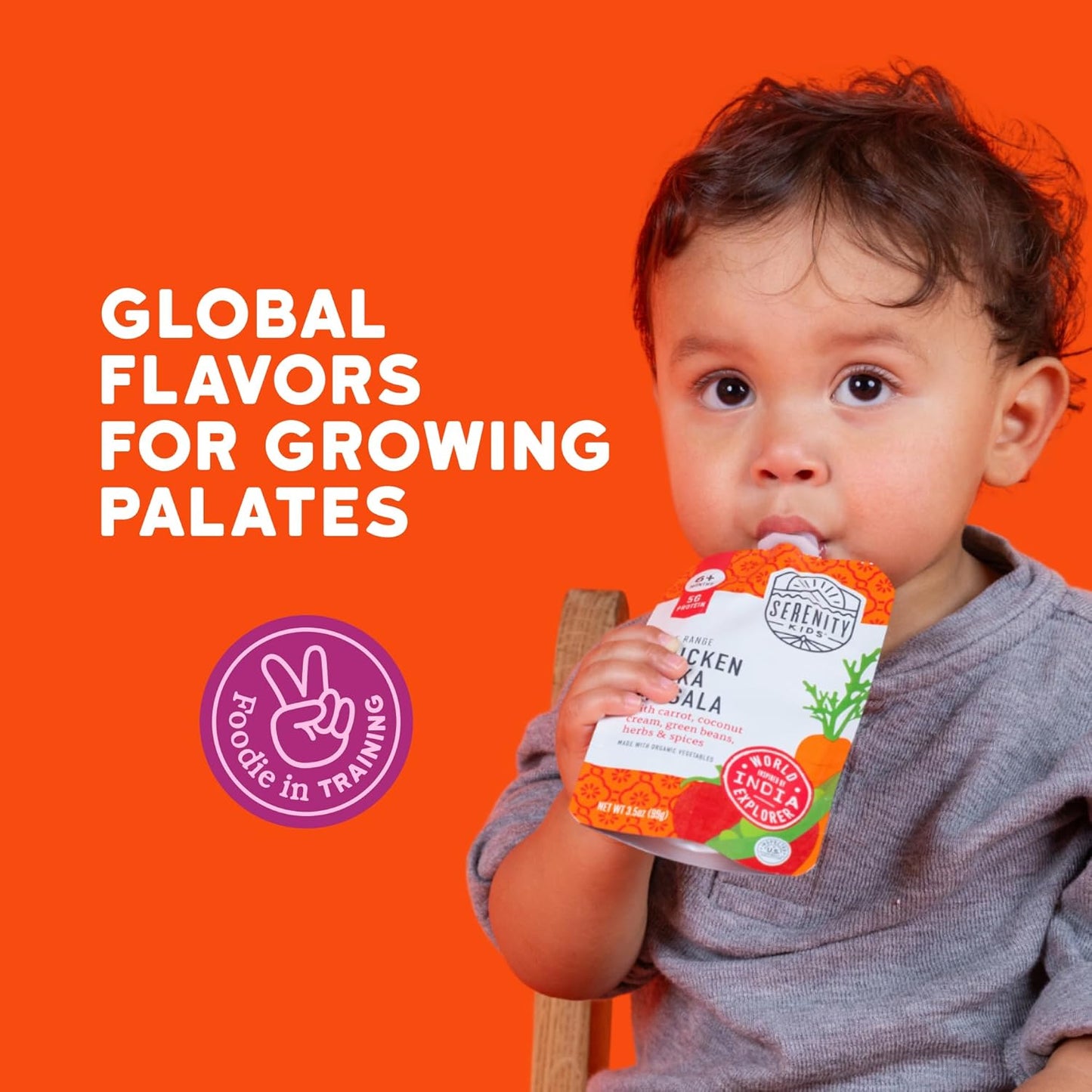Serenity Kids 6+ Months Chicken Tikka Masala Baby Food Puree Pouches - High Protein Ethically