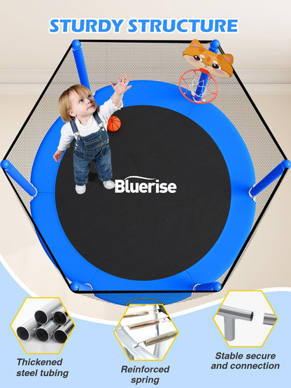 BLUERISE 55IN Indoor/Outdoor Toddler Trampoline for Kids Blue
