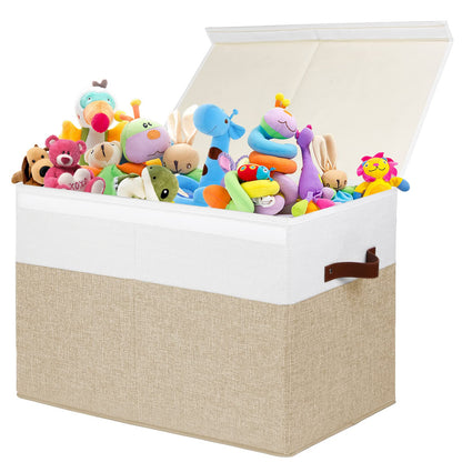 Large Toy Storage Box with Lid, Toy Chest Bin Boxes Basket with Dividers
