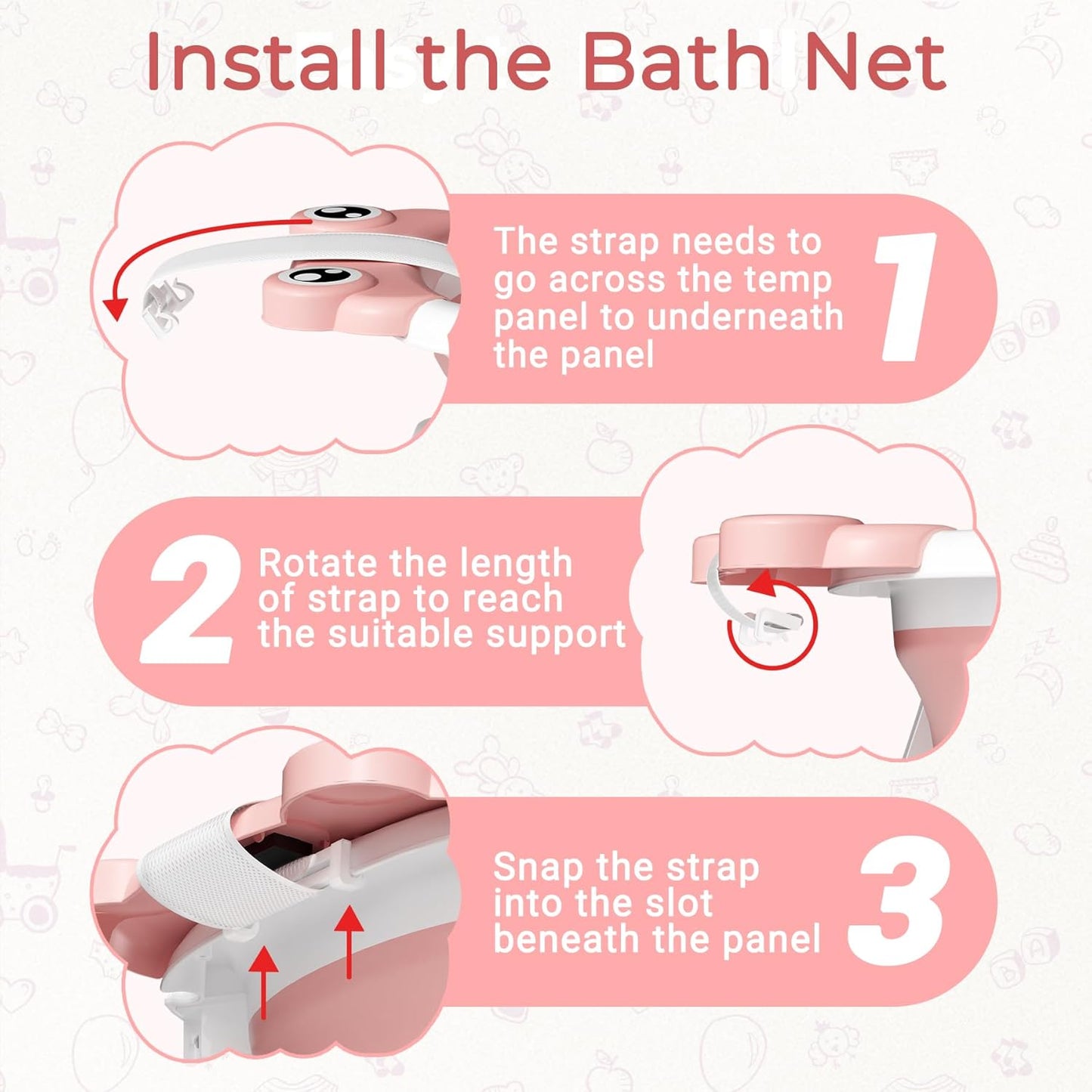 Baby Bathtub, Collapsible Newborn Bathtub for Infant to Toddler 0-24 Months with Soft Cushion and
