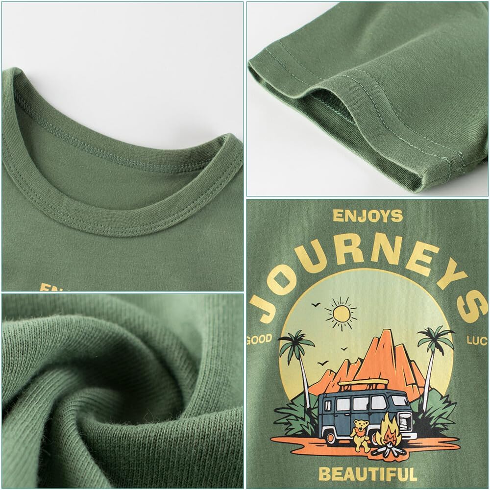 Boys' 4-Pack Excavator Short Sleeve Crewneck T-Shirts Top Tee Size 2-7 Years Toddler Boys' Value Pack Cotton T-Shirt