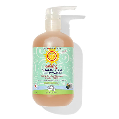 California Baby Calming Baby Shampoo + Baby Wash | 100% Plant-Based | Lavender Body Wash For