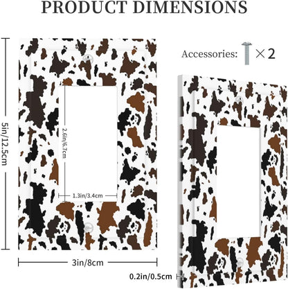 Decorative Outlet Covers Rustic Cowhide Highland Cow Milk Cow 1 Gang Single Rocker Light Switch Cover Plate Wall Plates Gfci Faceplate For Farmhouse Home Decor