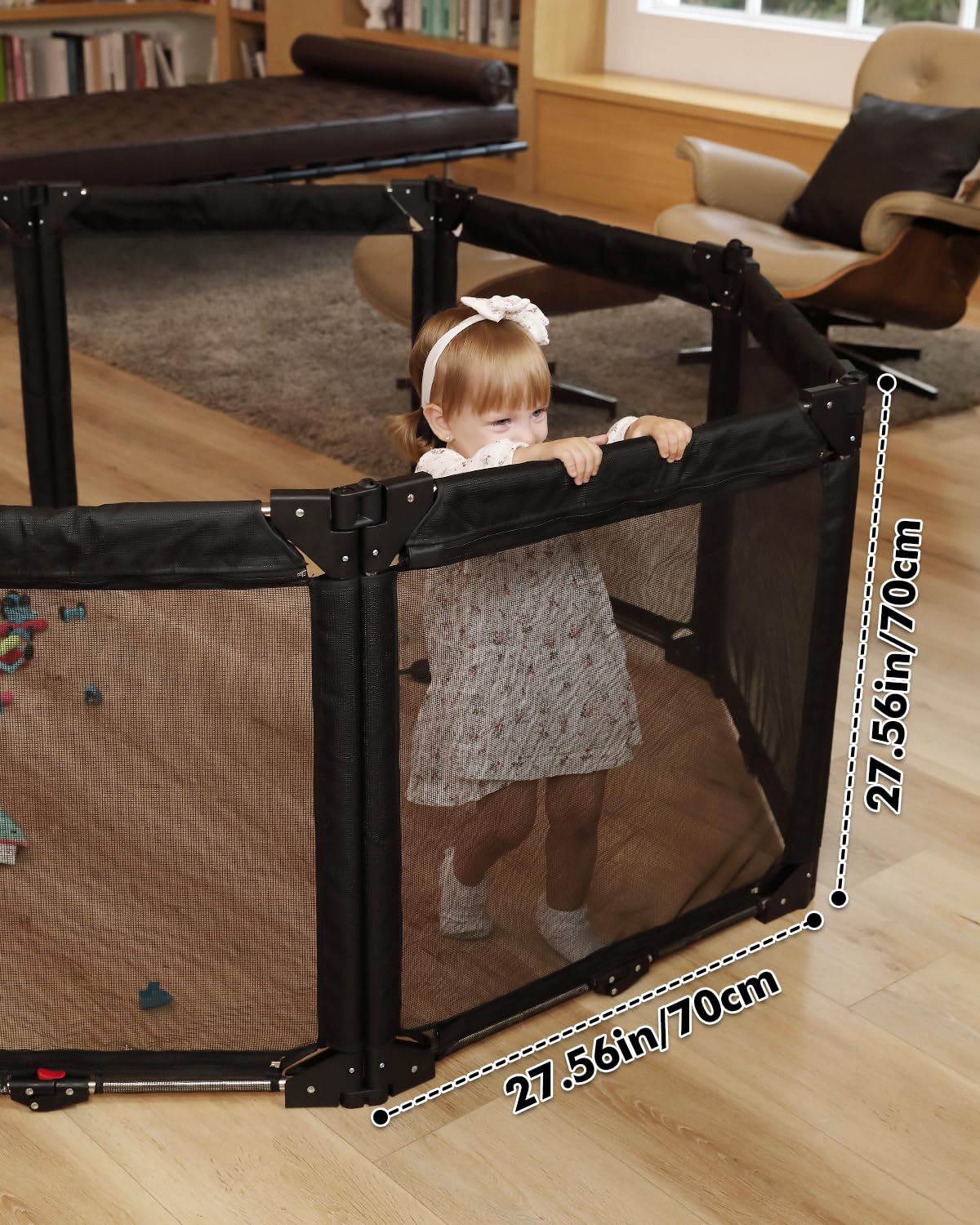 Extra Wide Baby Gate Playpen with Heat-Resistant Mesh,8 Panel Foldable Baby Fence,Indoor/Outdoor Safety Barrier,Dog Playpen & Fireplace Gate