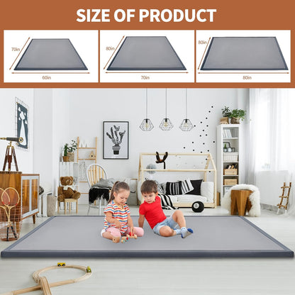 Baby Play Mat for Floor - 1.4" Thick Memory Foam Rug, 80"x70" Playpen Tummy Time Mat, Soft Velvet Nursery Rug, Large Padded Crawling Mat, Cushioned Pads for Playroom Toddlers, Infants, Yoga, Tatami