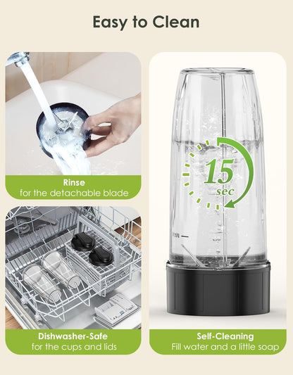 Smoothie Blender, 1100W Personal Blender for Shakes and Smoothies, Blenders and Grinder Combo for
