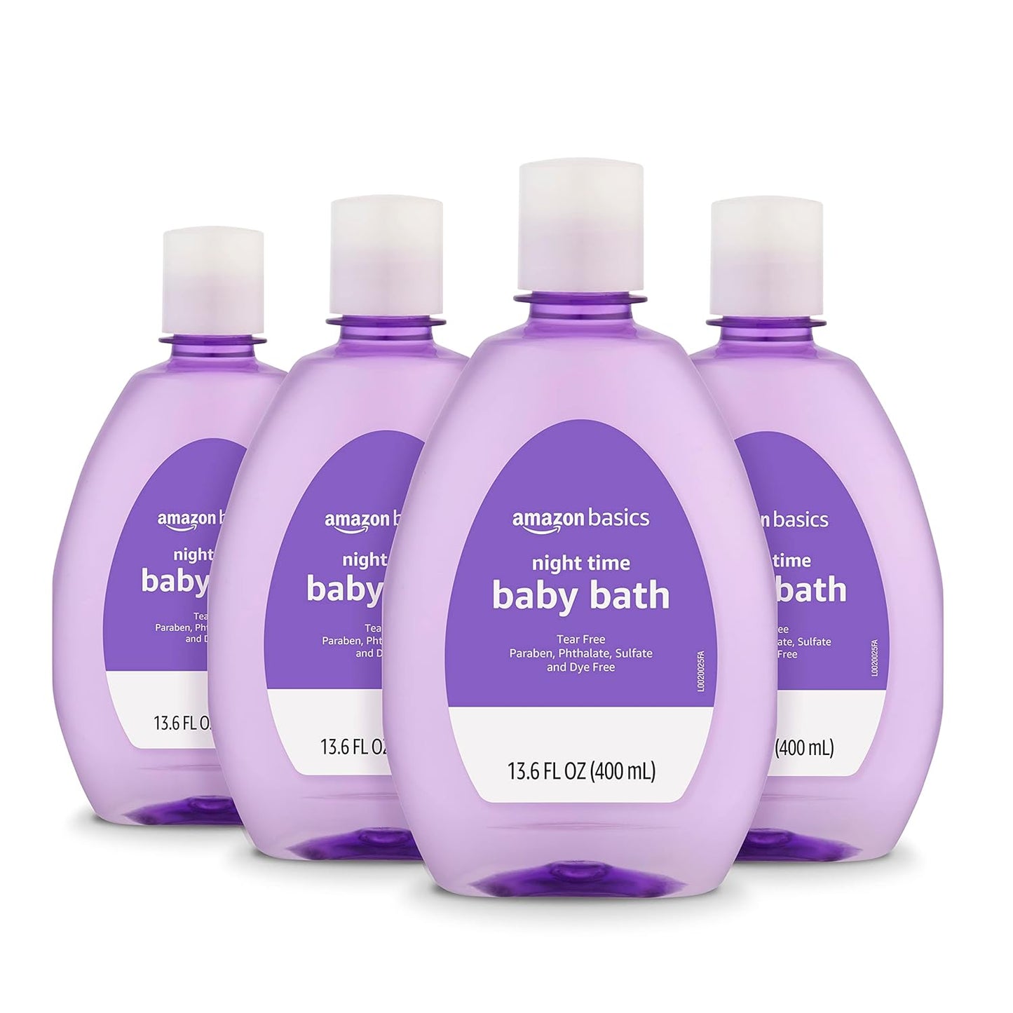 Amazon Basics Hypoallergenic Tear-Free Night-Time Baby Calming Bath, 13.6 Fl Oz (Pack of 4)
