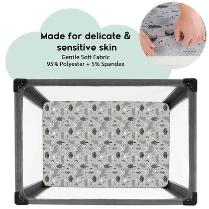 Yoofoss Pack and Play Sheets Fitted, Mini Crib Sheets 2-Pack for Pack N Play Mattress, Stretchy