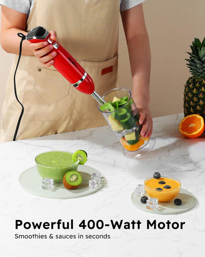 Sangcon Immersion Blender Handheld, 3-in-1 Hand Blender Electric, 400W Handheld Blender, Stainless