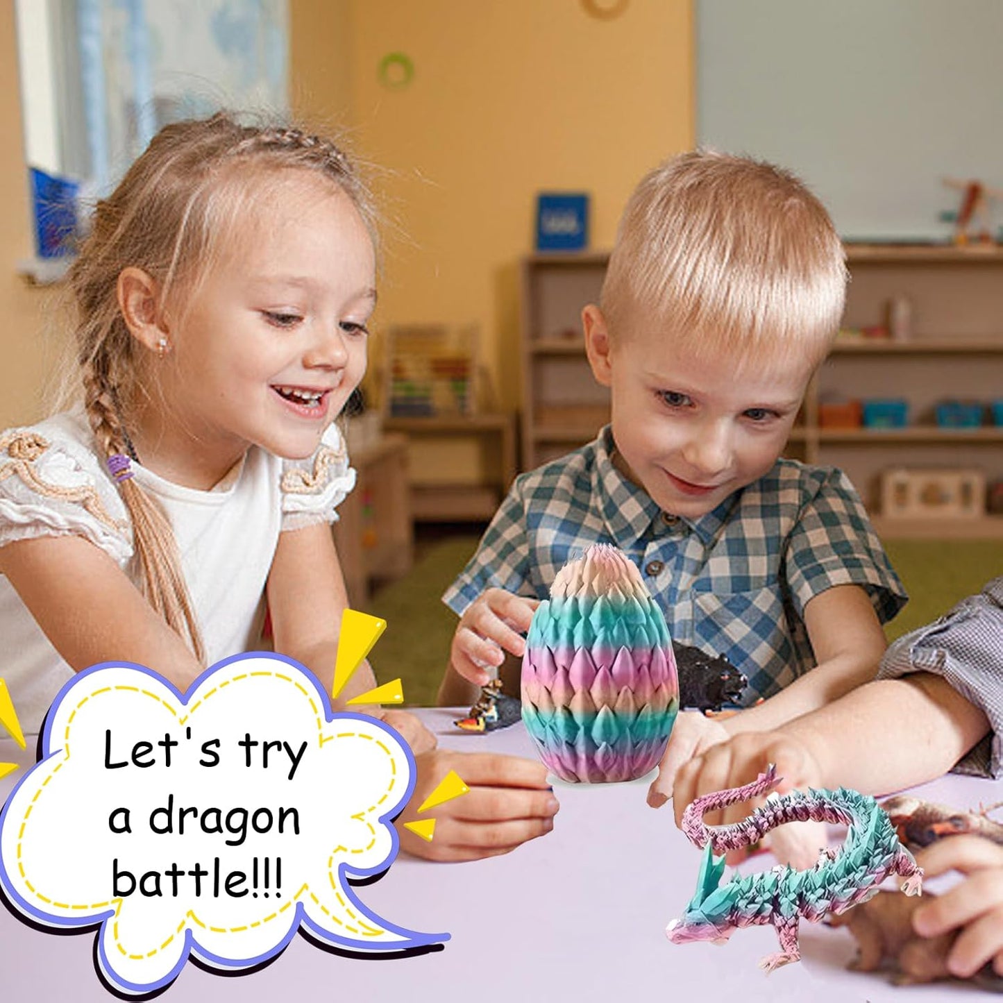 Cessfle 3D Printed Dragon in Egg, Crystal Dragon Eggs with Dragon Inside, Full Articulated Dragon Eggs 3D Dragon Toys, Mystery Dragon Egg for House of Dragon, 3D Printed Animals Fidget Toys