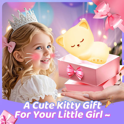 One Fire Cat Gifts Cat Decor, 16 Colors & Remote Control Silicone Cat Night Light Cat Toys, Dimmable Baby Night Light Lamp, Portable Lamp Rechargeable Cat Lamp,Kawaii Cat Gifts for Teen Girls Cat Toys