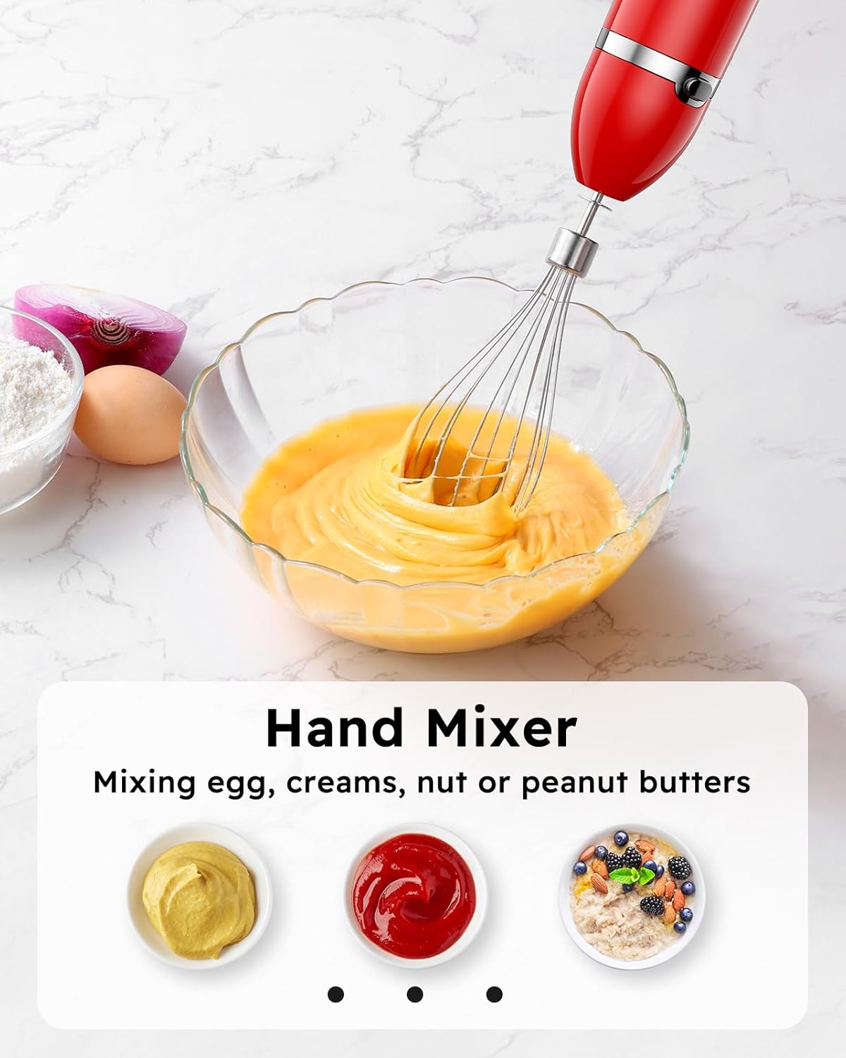 Sangcon Immersion Blender Handheld, 3-in-1 Hand Blender Electric, 400W Handheld Blender, Stainless