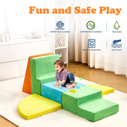 6 Pieces Climbing Toys for Toddlers, Climb & Crawl Soft Foam Block Activity Play Set, Foam Play Gym Climbing Blocks, Toddler Climbing Toy Indoor, Soft Foam Toys for Kids Crawling and Sliding