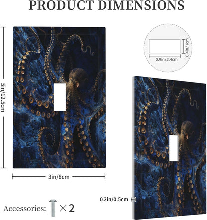 Decorative Switch Covers Plate Horror Night Blue Ocean Evil Octopus 1 Gang Wall Plate Unique Single Toggle Wall Cover Plate Jumbo Electrical Light Switch Plate Faceplate for Home Decor
