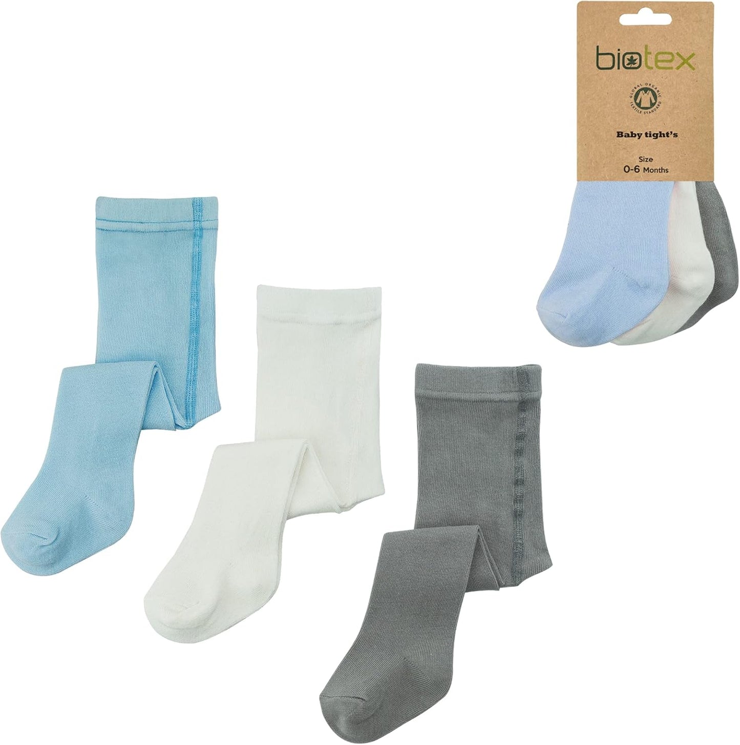 3 Pairs Organic Cotton Baby Girl and Boy Tights for Winter, Seamless Newborn Leggings, Toddler