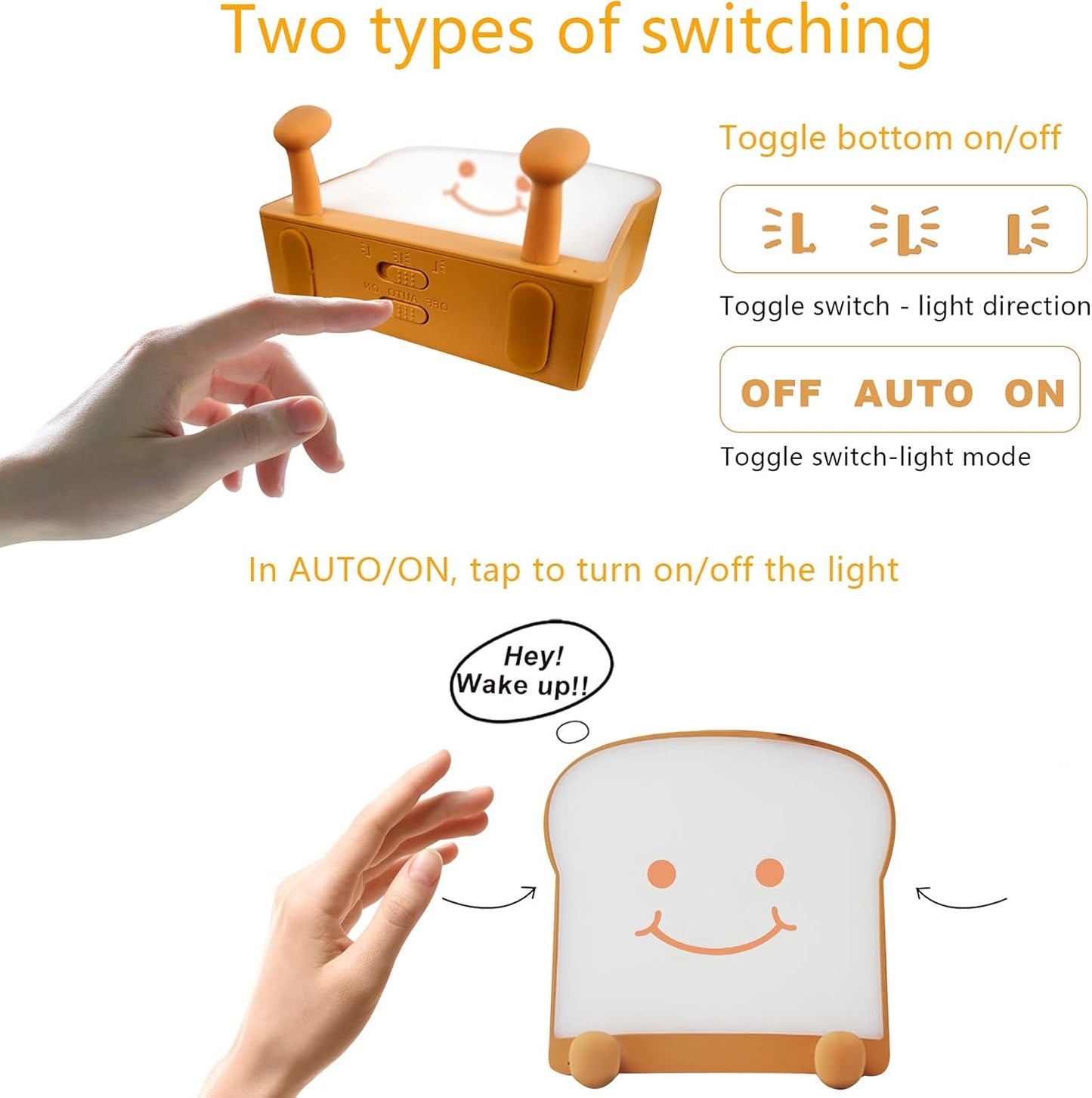 QANYI Toast Bread Night Light,Soft LED Toast Lamp with Cute Face Always Smile,Bedroom Table Lamps Graduation Gifts Ideas for Teen Girls 10 11 12 13 14 Year Old Girls