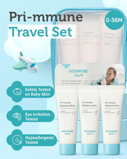 Baby Skincare Travel Set - Korean Baby Skincare & Bath Time Essentials - Shampoo & Bath, Moisutre