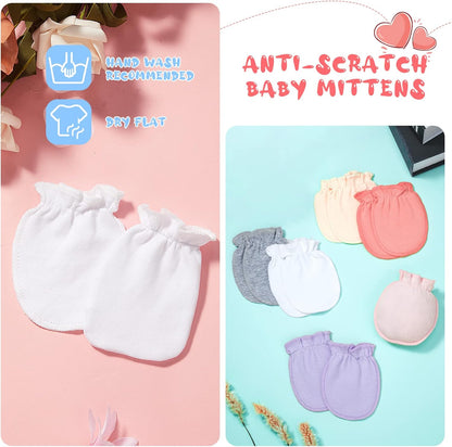 Syhood 6 Pairs Newborn Baby Mittens Cotton No Scratch Infant Gloves Mitten for Baby 0-6 Months Boys Girls