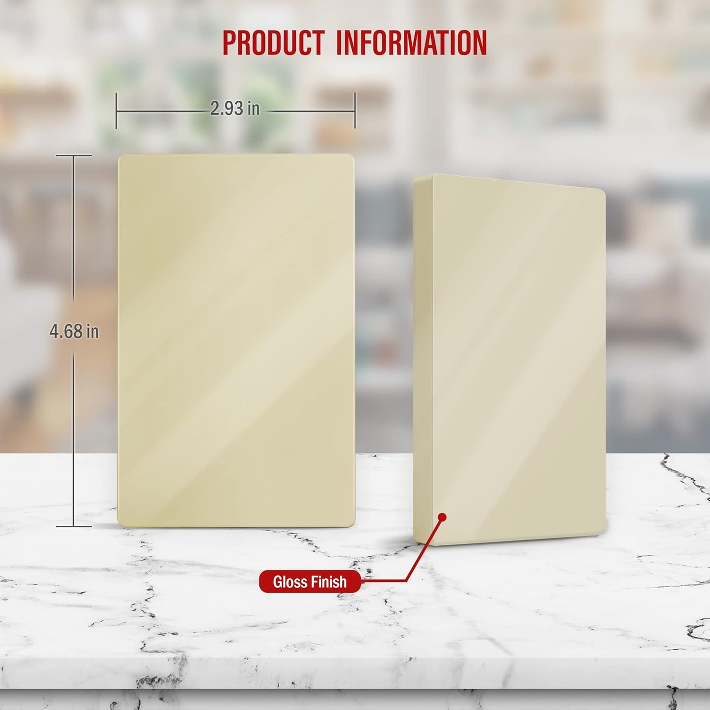 ENERLITES Screwless Blank Wall Plate, Child Safe Blank Device Outlet Cover, Standard Size, 1-Gang 4.68" x 2.93", Polycarbonate Thermoplastic, UL Listed, SI8801-I, Glossy, Ivory