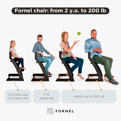 FORNEL Modern Black Wooden High Chair | The Adjustable Grow-with-Me Chair, A Sleek Alternative to