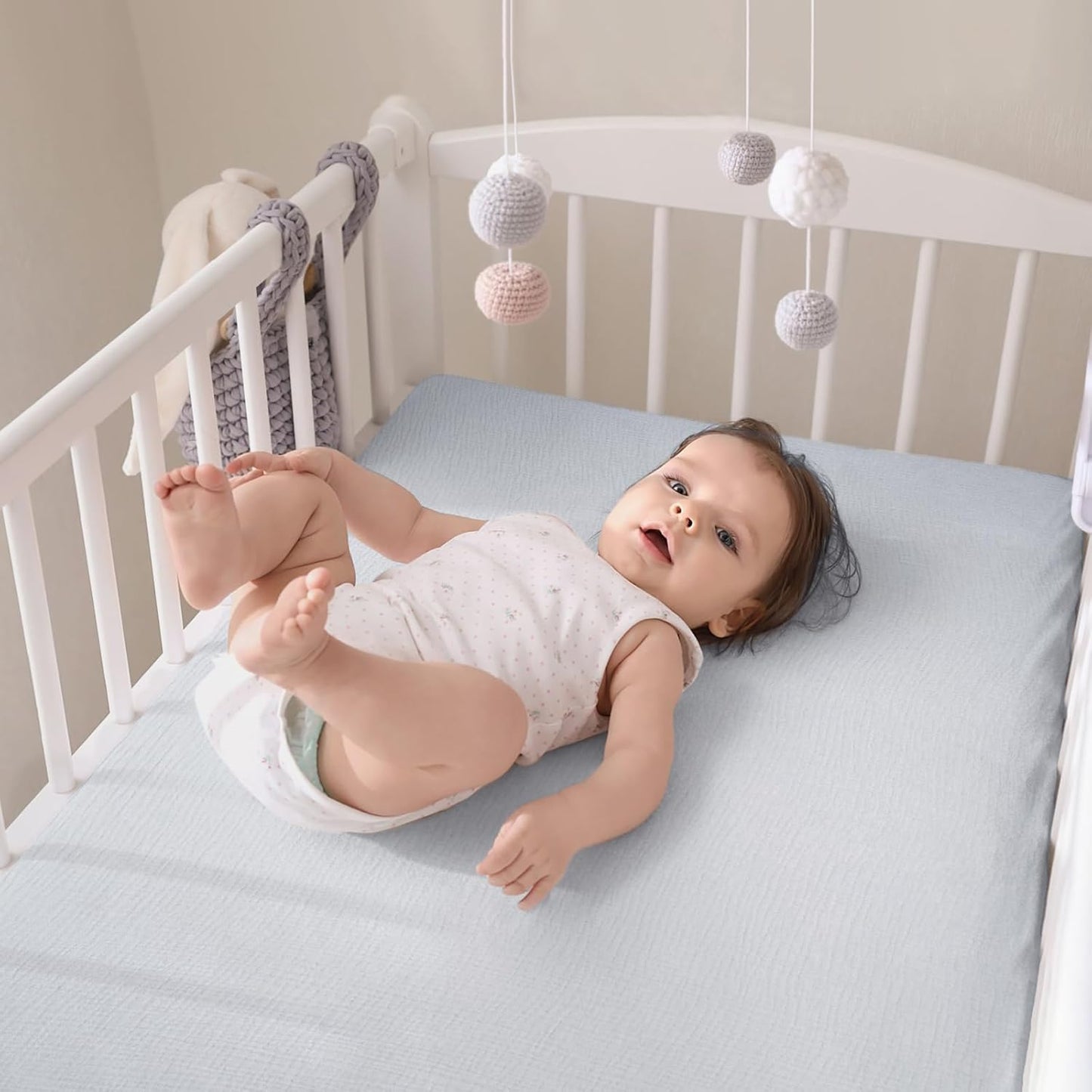lulumoon Baby Muslin Crib Sheets - Toddler Cotton Fitted Crib Sheets Neutral for Boys and Girls