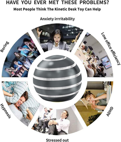 Kinetic Spinning Toys, Desktop Toys for Office for Adults, Cool Fidget Toys and Gadgets, Sensory Fidget Toy for Kids Party Favors, Stocking Stuffers (1.77", Gray)