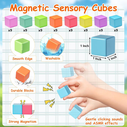 Magnetic Blocks, Magnet Building Cubes for Toddlers Ages 3-5, STEM Educational Sensory Autism Montessori Preschool Toys, Gifts for Kids Ages 4-8 Year Old Boys and Girls