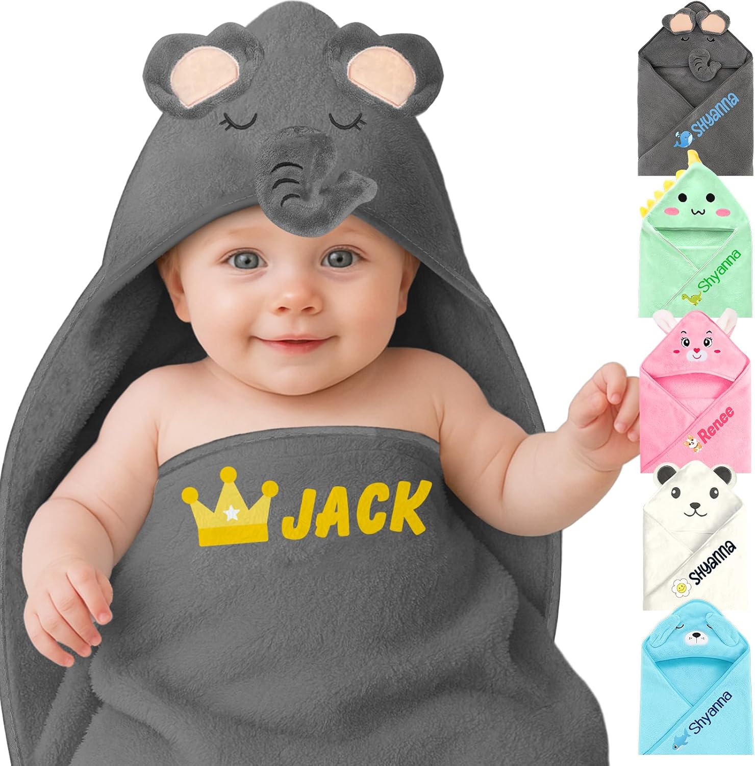 Personalized Baby Towels Hooded with Name, Custom Toddler Bath Towel with Hood for Girl Boy, Warm