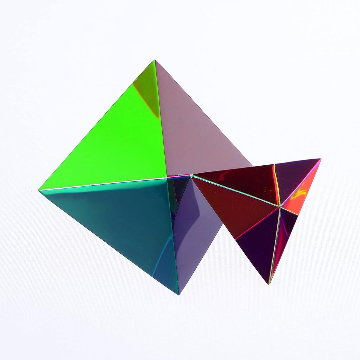 CMY Cubes The Ignis (50mm) - Cyan, Magenta & Yellow Polyhedron - Subtractive Color Mixing Optical Tetrahedron - Teaches Subtractive Color Mixing - Educational, Physics & Kinetic Art Desk Object
