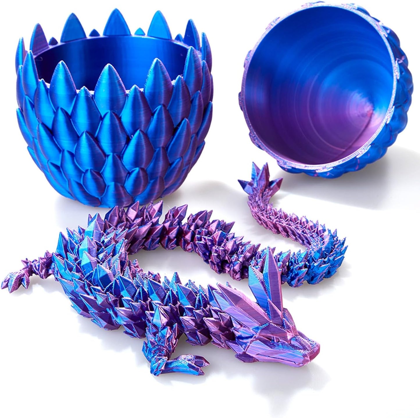 Easter Eggs 3D Printed Dragon Egg Dragon Eggs with Dragon Inside Fidget Toys Pendant Desk Decorative Easter Egg Fillers Easter Gifts for Boys Kids Home Office Decor (Laser Purple)