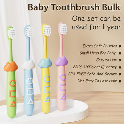 Kids Toothbrushes 8 Pack,Soft Bristle Toothbrush for Toddlers 2-12 Years Old, Cute Multicolor Boys