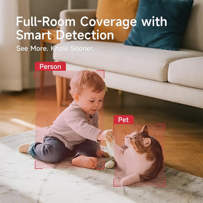 WiFi Baby Monitor with Camera and Audio - 2K Color Night Vision, WiFi Video Baby Monitor - 355° Pan/70°Tilt, AI Motion/Cry/Temp/Humidity Alerts, 2-Way Audio, App for 20 Users, 8 Lullabies