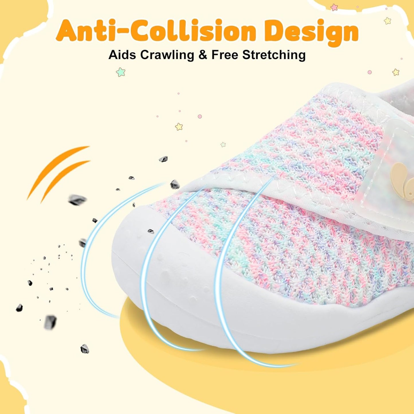 FEETCITY Baby First Walking Shoes Wide Baby Shoes Infant Sneakers Newborn Crib Shoe Barefoot Lightweight Slip On Shoe