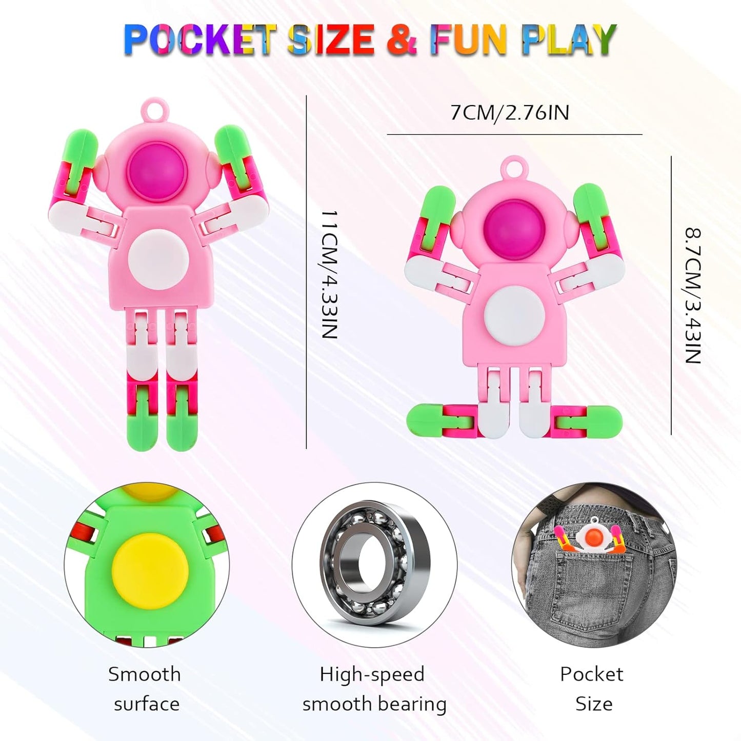 24 Pack Pop Fidget Spinners Bulk, Deformable Astronaut Key Chain Fidget Toys Bulk, Stocking Stuffers Birthday Gifts Party Favors for Kids, Student Gifts Classroom Prizes